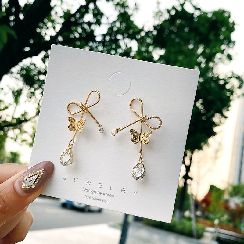 Bow Rhinestone Alloy Earring Egirldoll