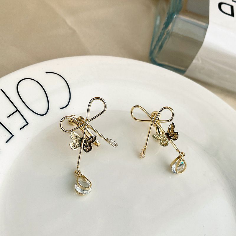 Bow Rhinestone Alloy Earring Egirldoll