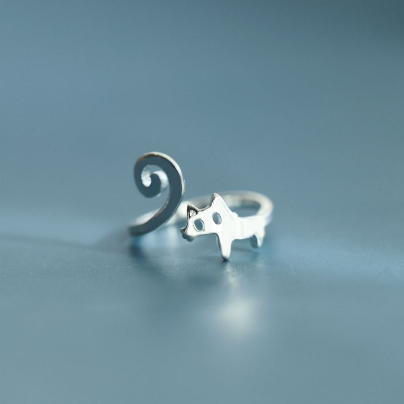 Cat Silver Ring Sterling Open