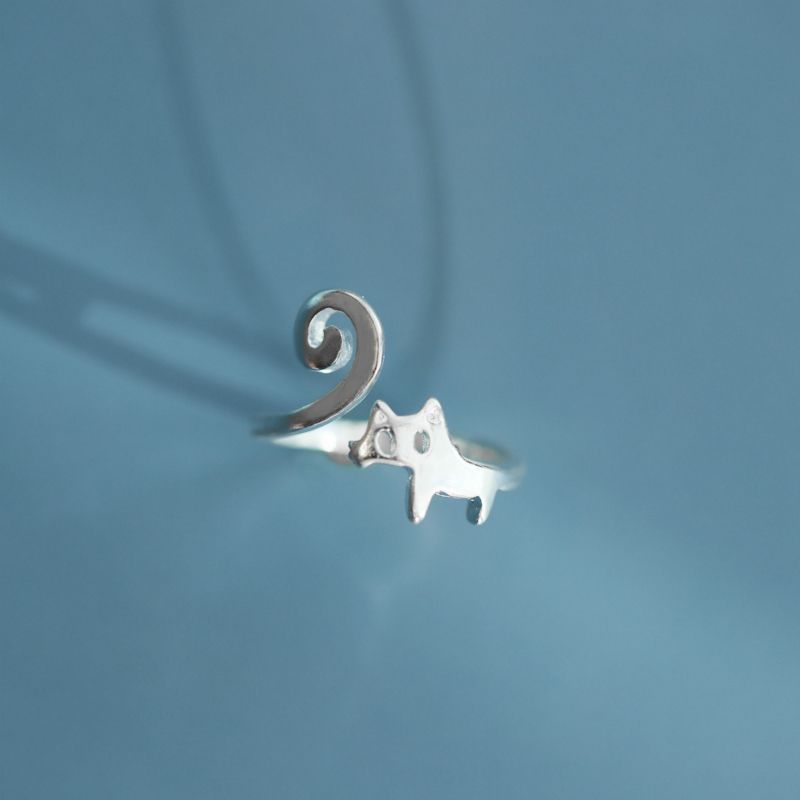 Cat Silver Ring Sterling Open