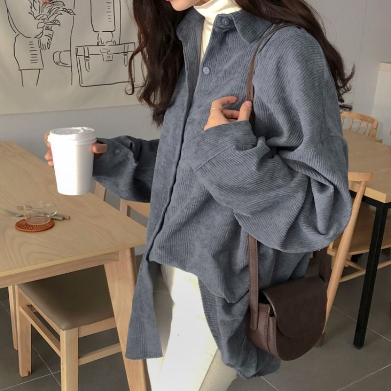 Chemise en velours côtelé à manches longues