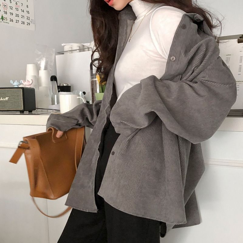 Chemise en velours côtelé à manches longues