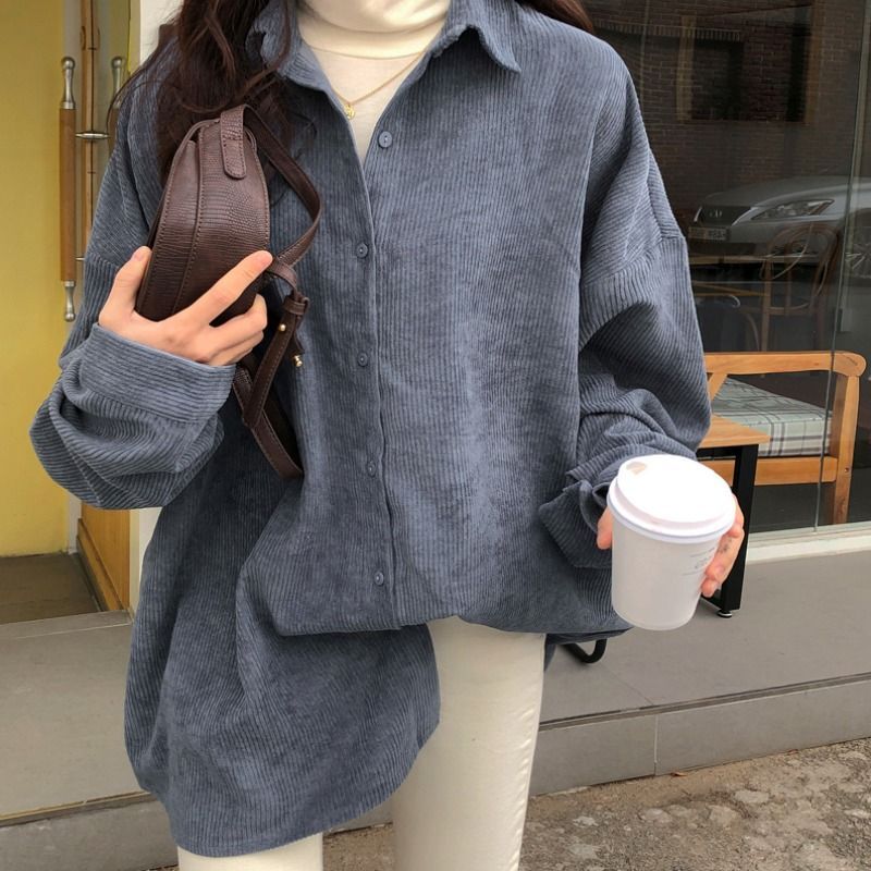 Chemise en velours côtelé à manches longues