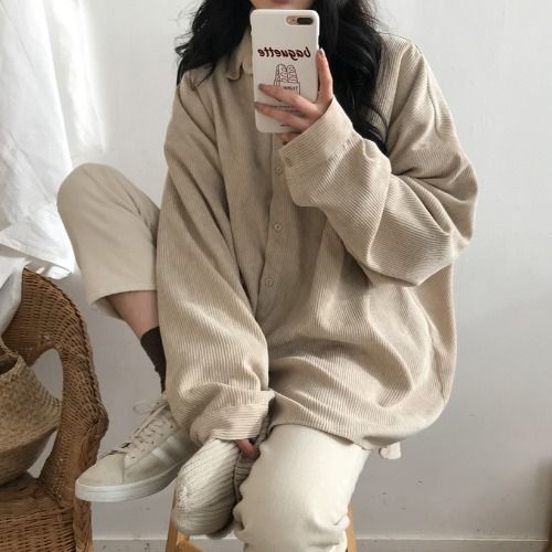 Chemise en velours côtelé à manches longues