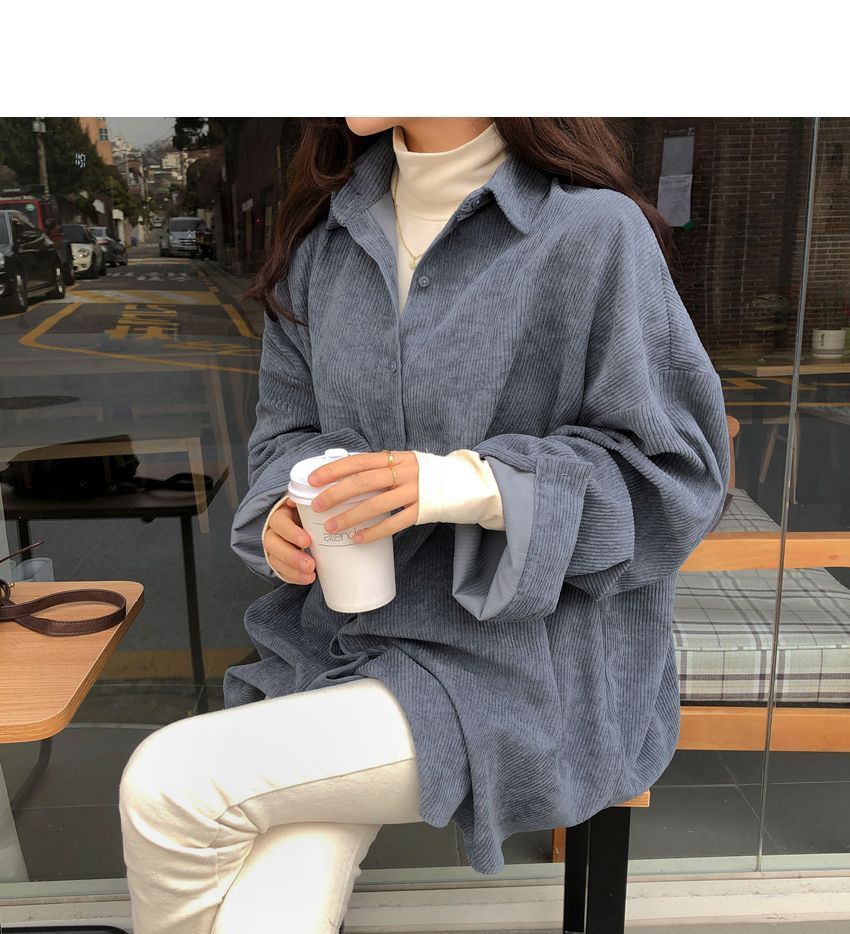 Chemise en velours côtelé à manches longues