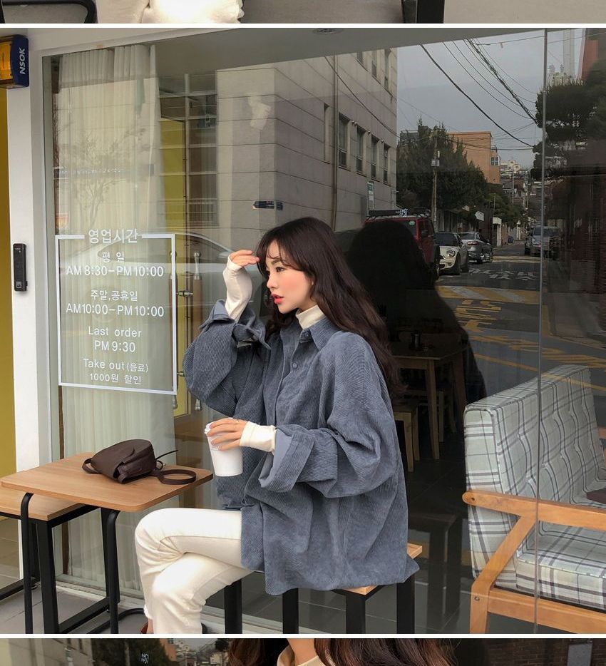 Chemise en velours côtelé à manches longues