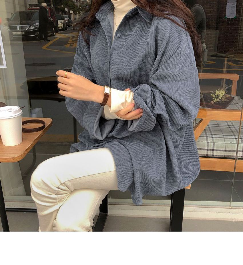 Chemise en velours côtelé à manches longues