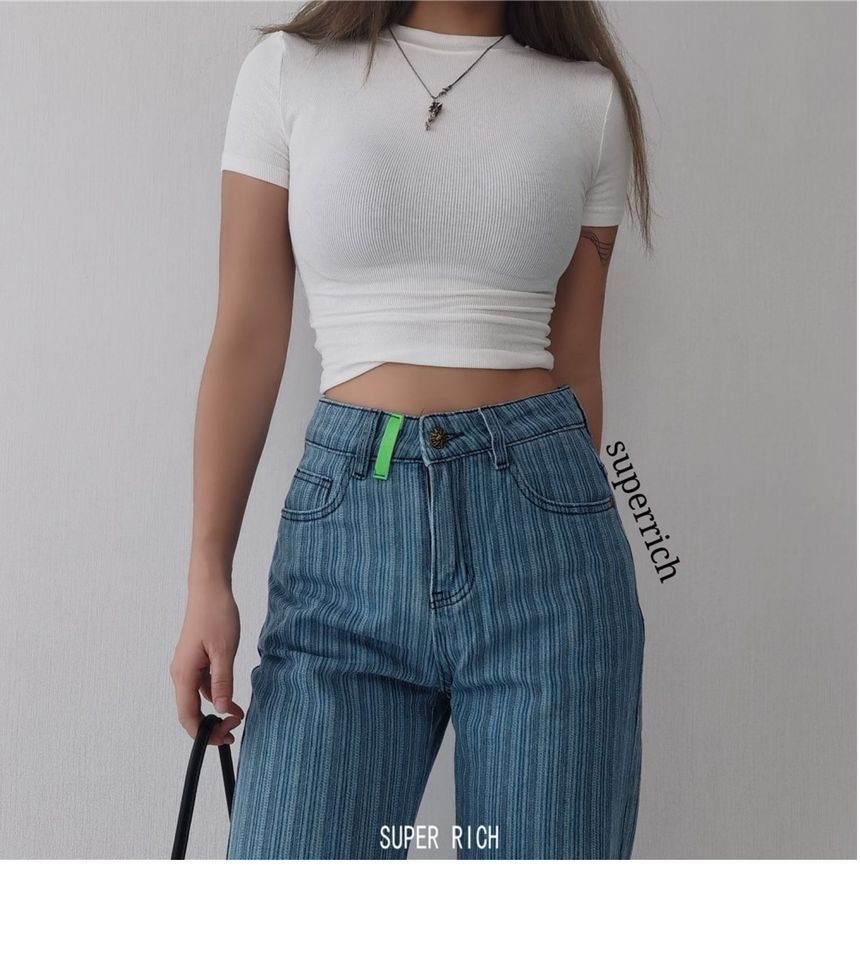 Top Cropped Plain Short-Sleeve