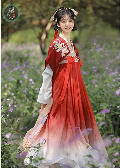 Chinese Hanfu Set Of 3: Embroidered Short