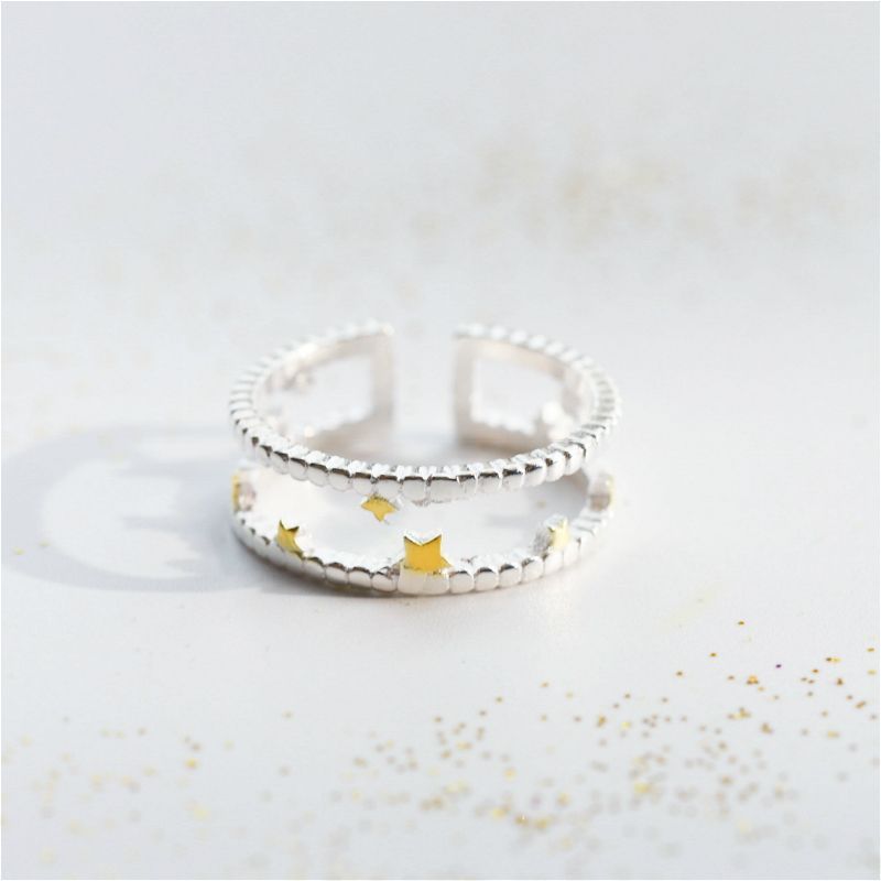 Sterling Star Open Layered Ring Silver