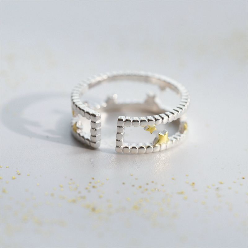 Sterling Star Open Layered Ring Silver