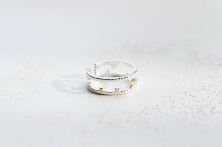 Sterling Star Open Layered Ring Silver