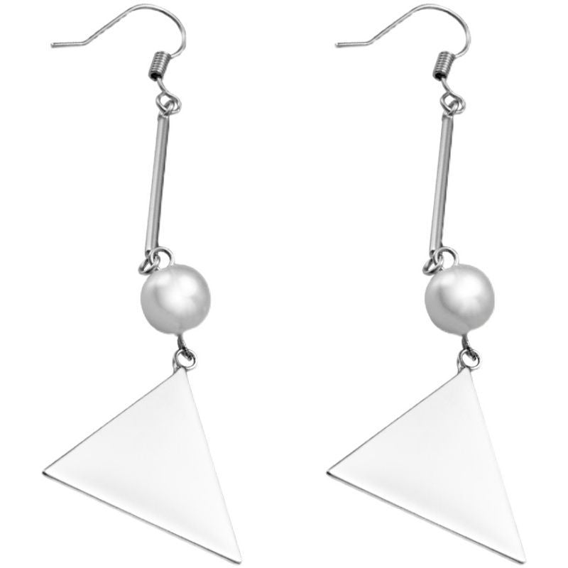 Earring Triangle Pearl Faux Dangle Sterling Silver