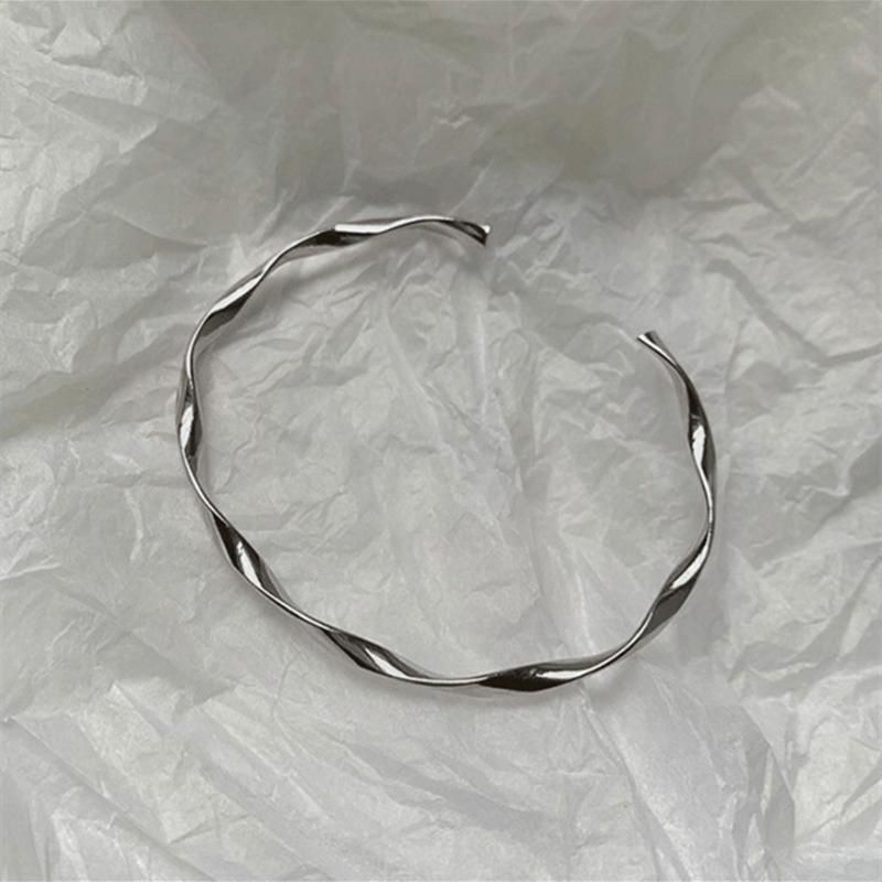 Sterling Silver Twisted Bangle Open