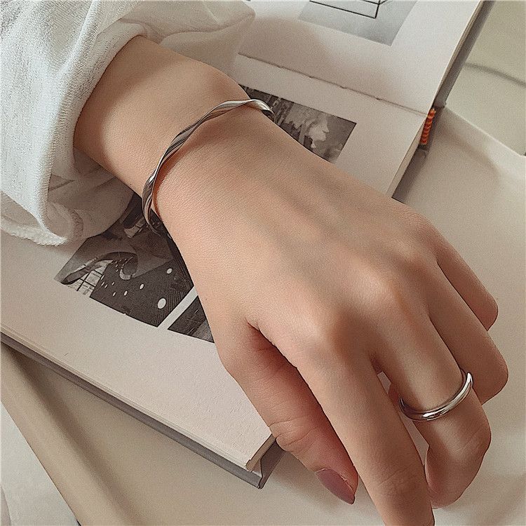 Sterling Silver Twisted Bangle Open