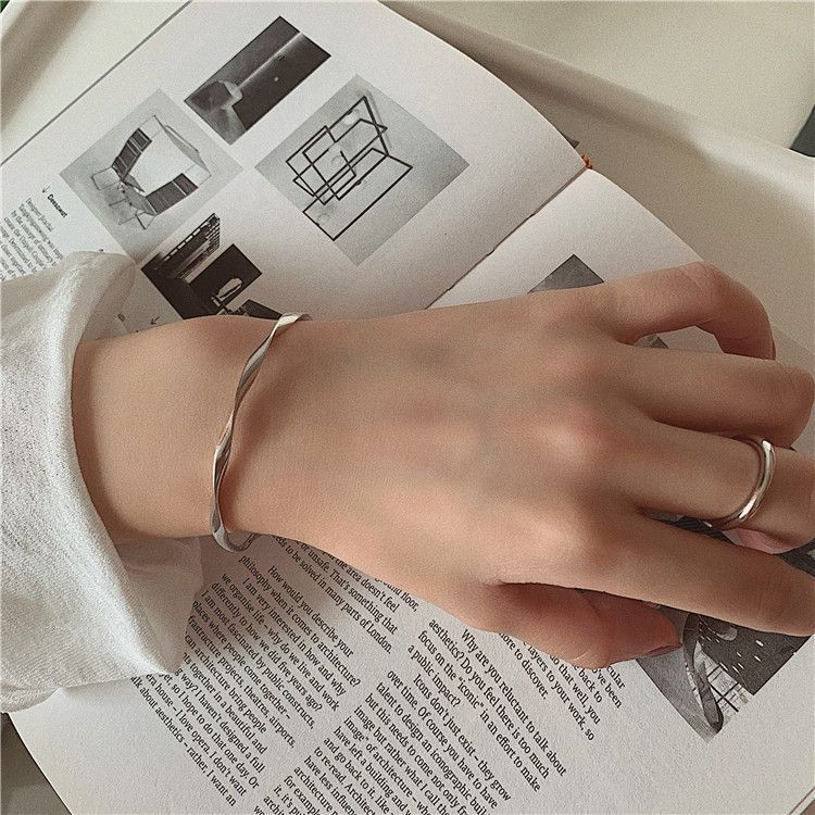 Sterling Silver Twisted Bangle Open