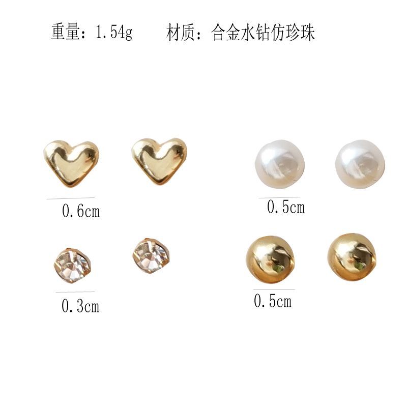 4 Alloy Earring Faux Pair (various Set: / Rhinestone Pearl designs)