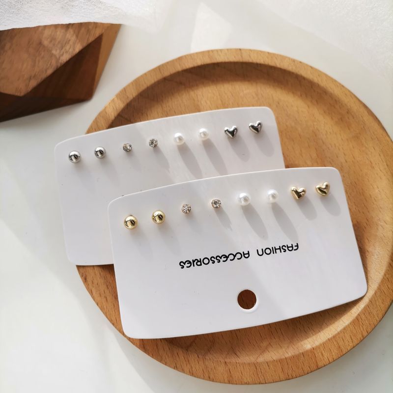 4 Alloy Earring Faux Pair (various Set: / Rhinestone Pearl designs)