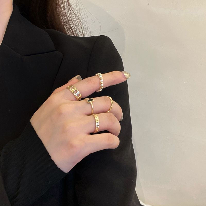 (various Alloy of Pearl Faux / Ring 5: designs) Set