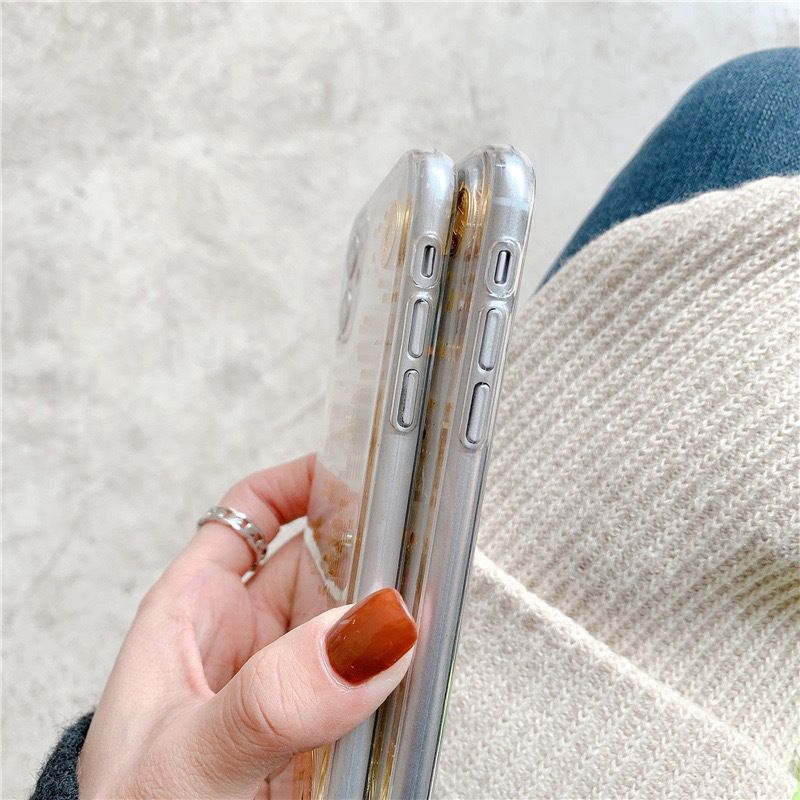 Leaf Gold Case Phone Transparent Chinese Characters