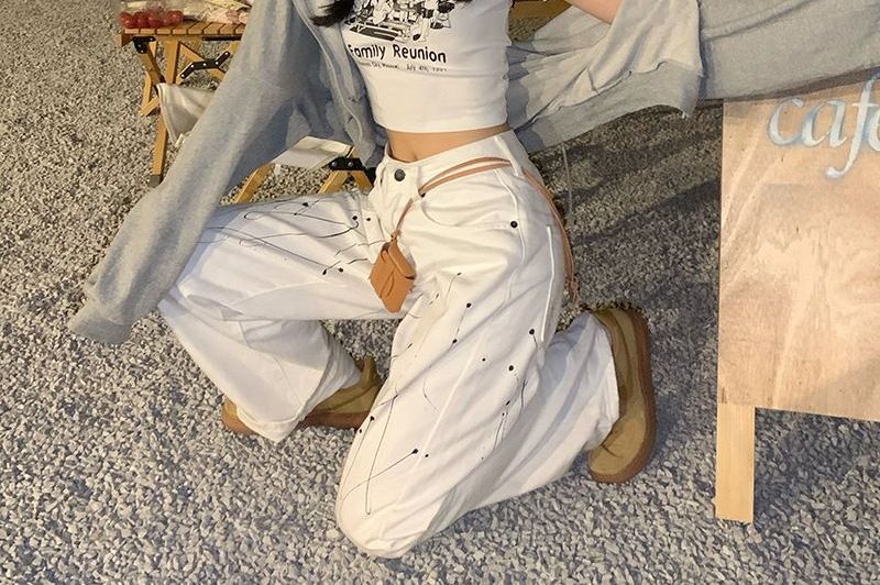 Short-Sleeve Cartoon T-Shirt Cropped Print