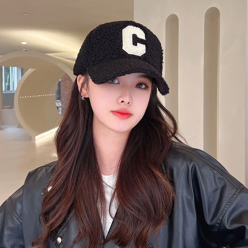Faux Cap Baseball Lettering Shearling Applique