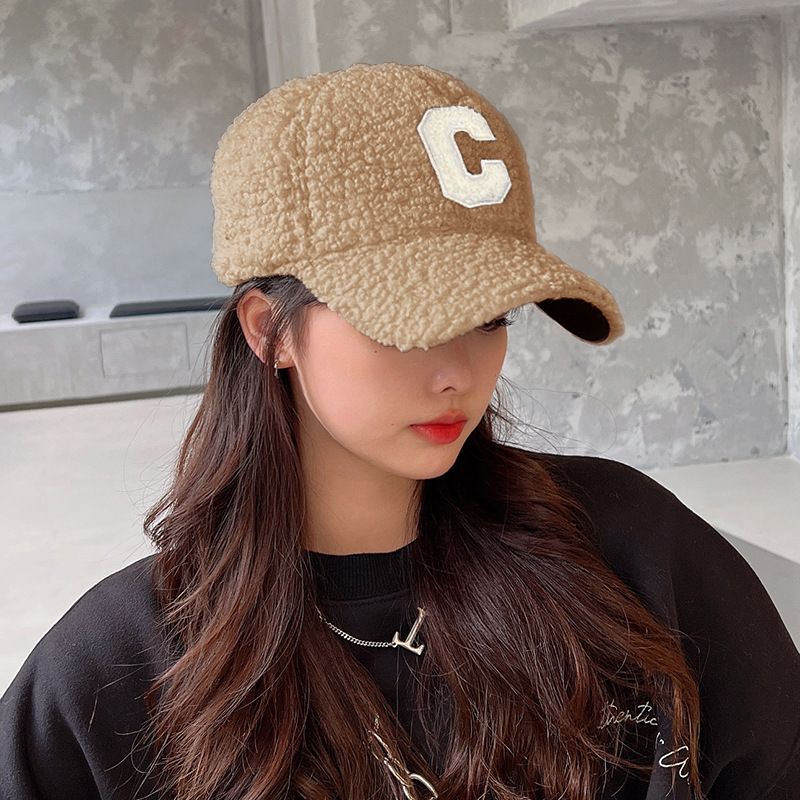 Faux Cap Baseball Lettering Shearling Applique
