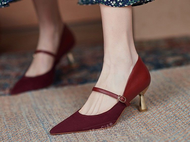 Heel Jane Mary Pumps Pointy-Toe Stiletto