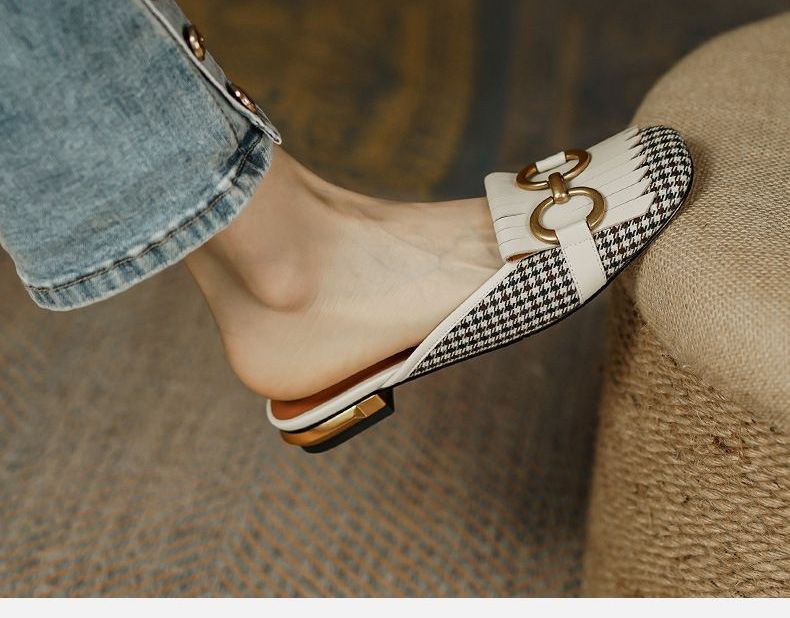 Mules Buckled Houndstooth