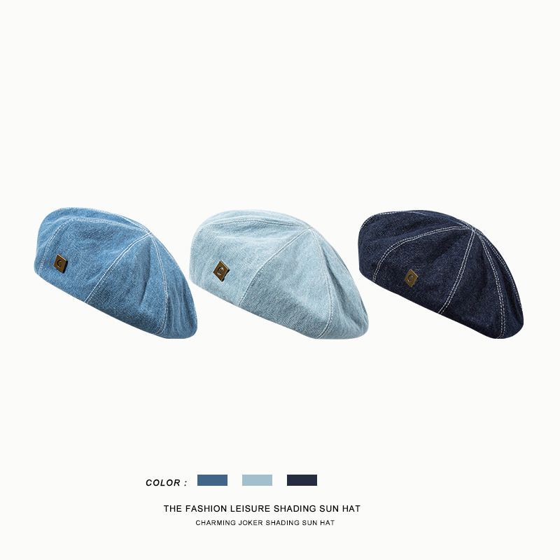 Hat Denim Applique Beret