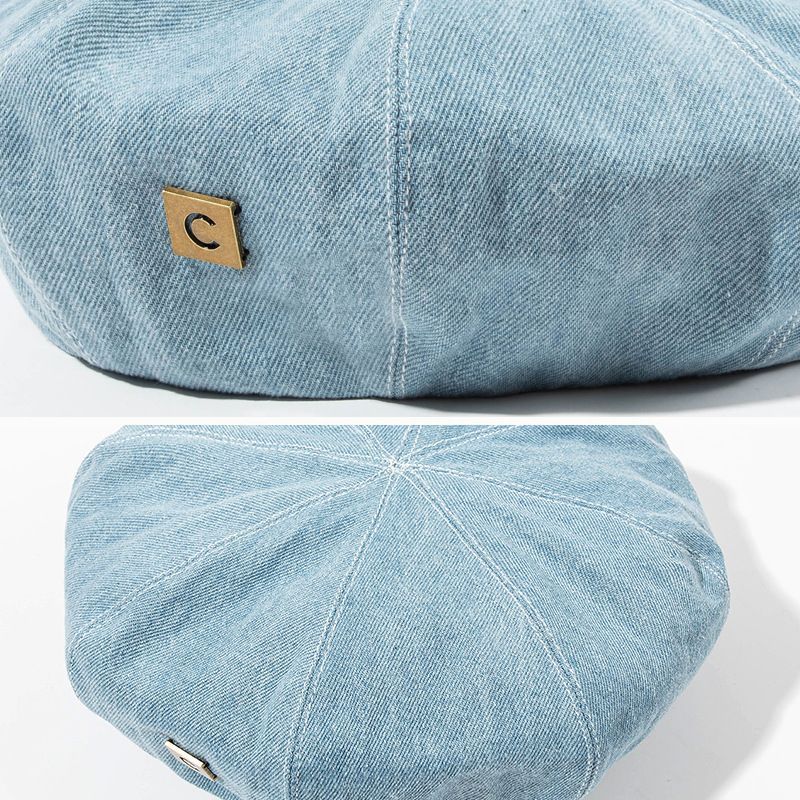 Hat Denim Applique Beret