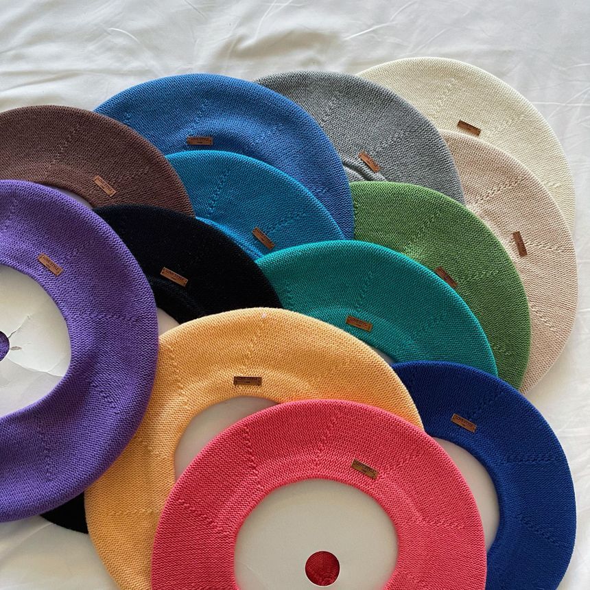 Cotton Hat Beret Plain Linen