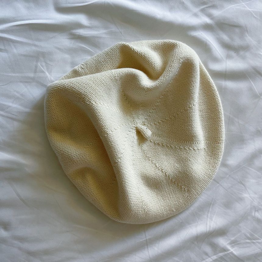 Cotton Hat Beret Plain Linen