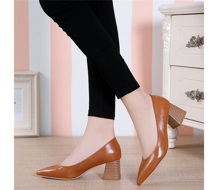Chunky-Heel Pointy-Toe Pumps