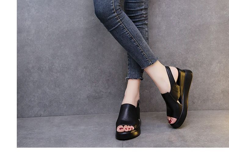 Wedge-Heel Peep-Toe Platform Slingback Sandals