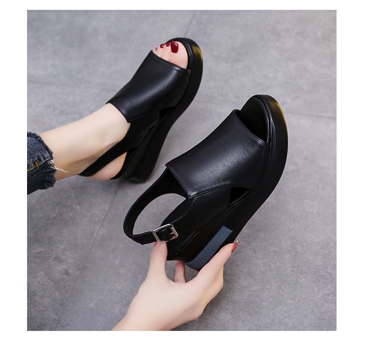 Wedge-Heel Peep-Toe Platform Slingback Sandals