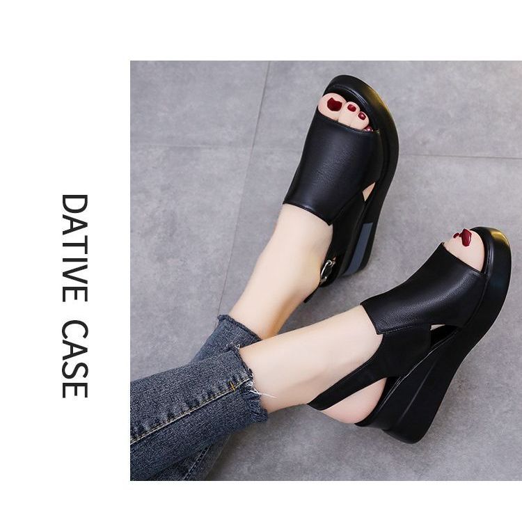 Wedge-Heel Peep-Toe Platform Slingback Sandals