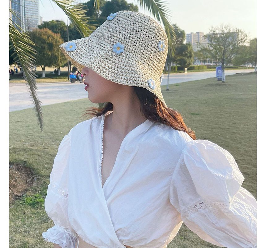 Floral Woven Hat Sun