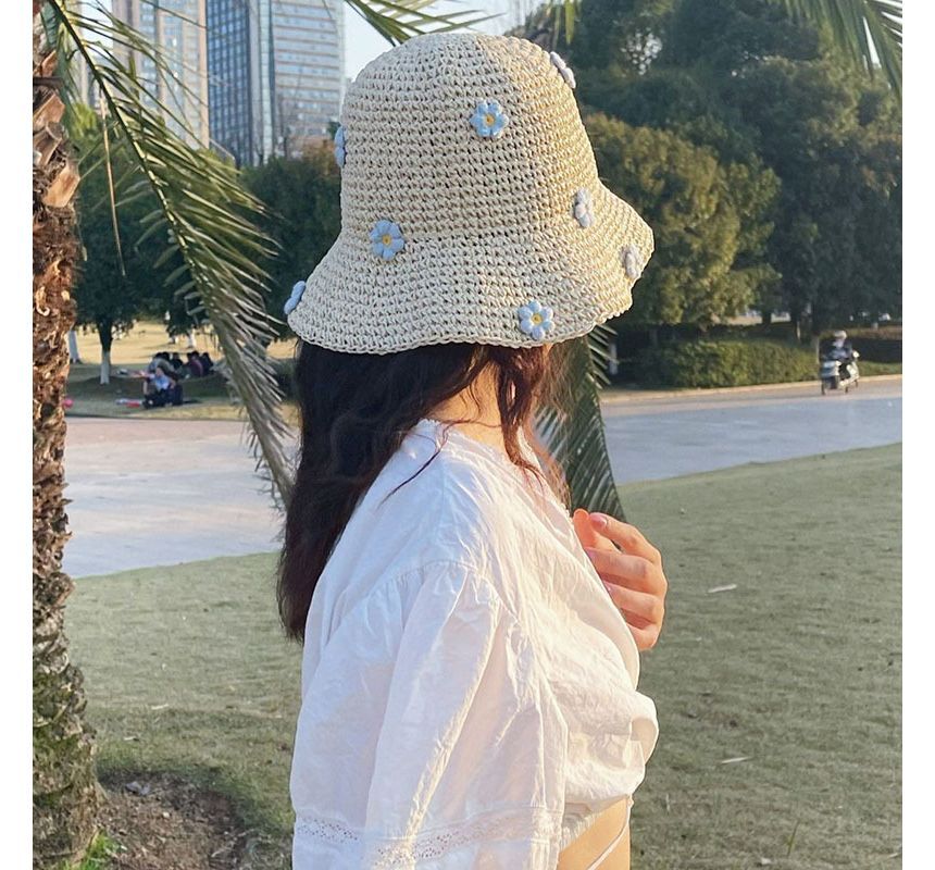 Floral Woven Sun Hat