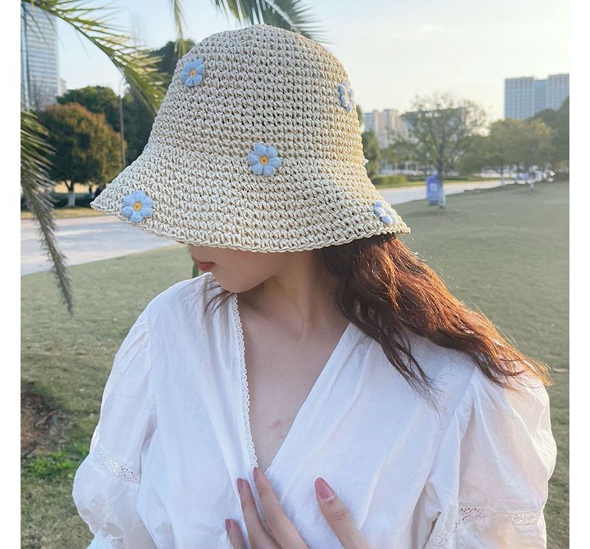 Floral Woven Hat Sun