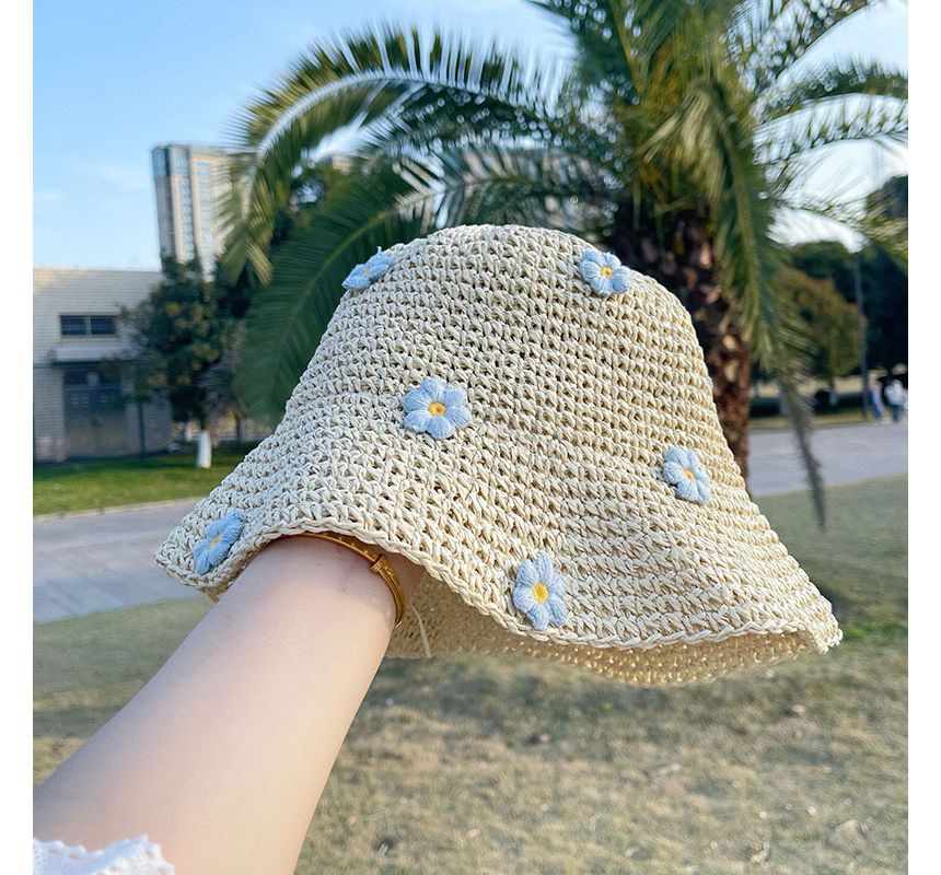 Floral Woven Sun Hat