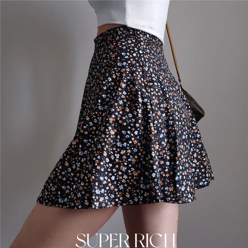 Skirt Mini Print A-Line Floral