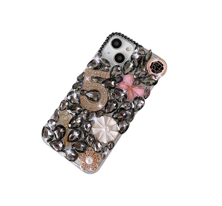 Numerical  Faux Crystal Phone Case