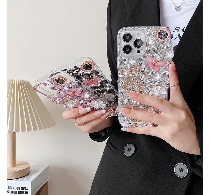 Numerical  Faux Crystal Phone Case