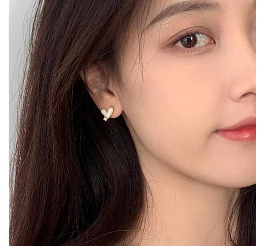Shell Alloy Earring Asymmetrical Flower Heart