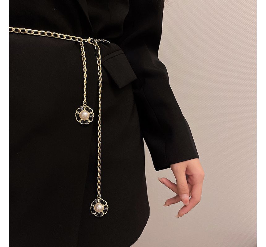 Pearl Belt Faux Floral Chain