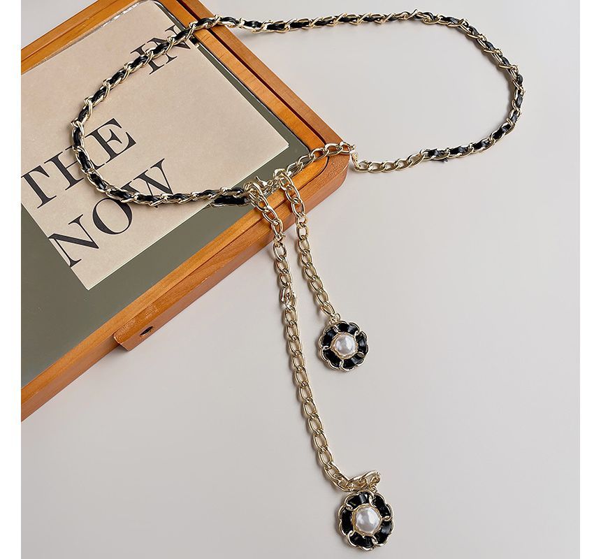 Pearl Belt Faux Floral Chain