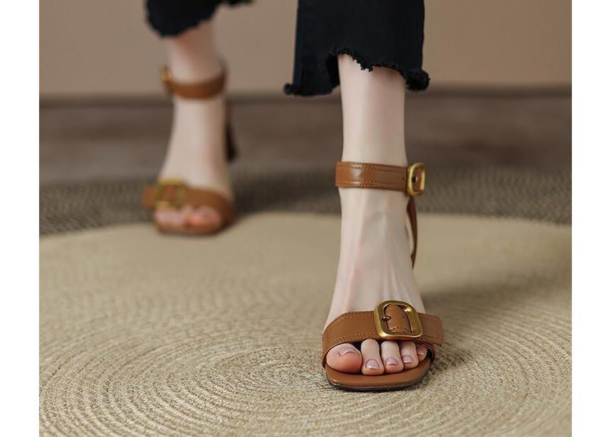 Heel Sandals Buckled Round