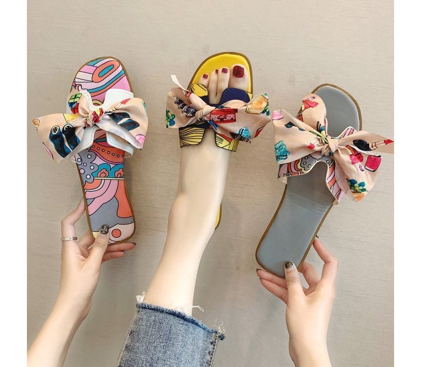 Ribbon Flat Sandals Slide