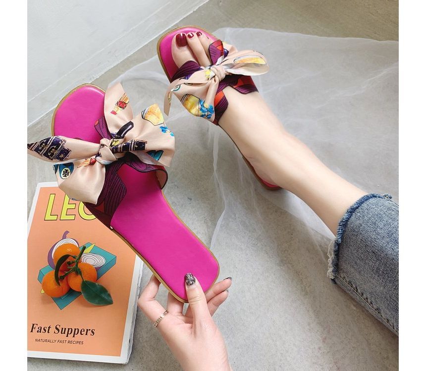 Ribbon Flat Sandals Slide